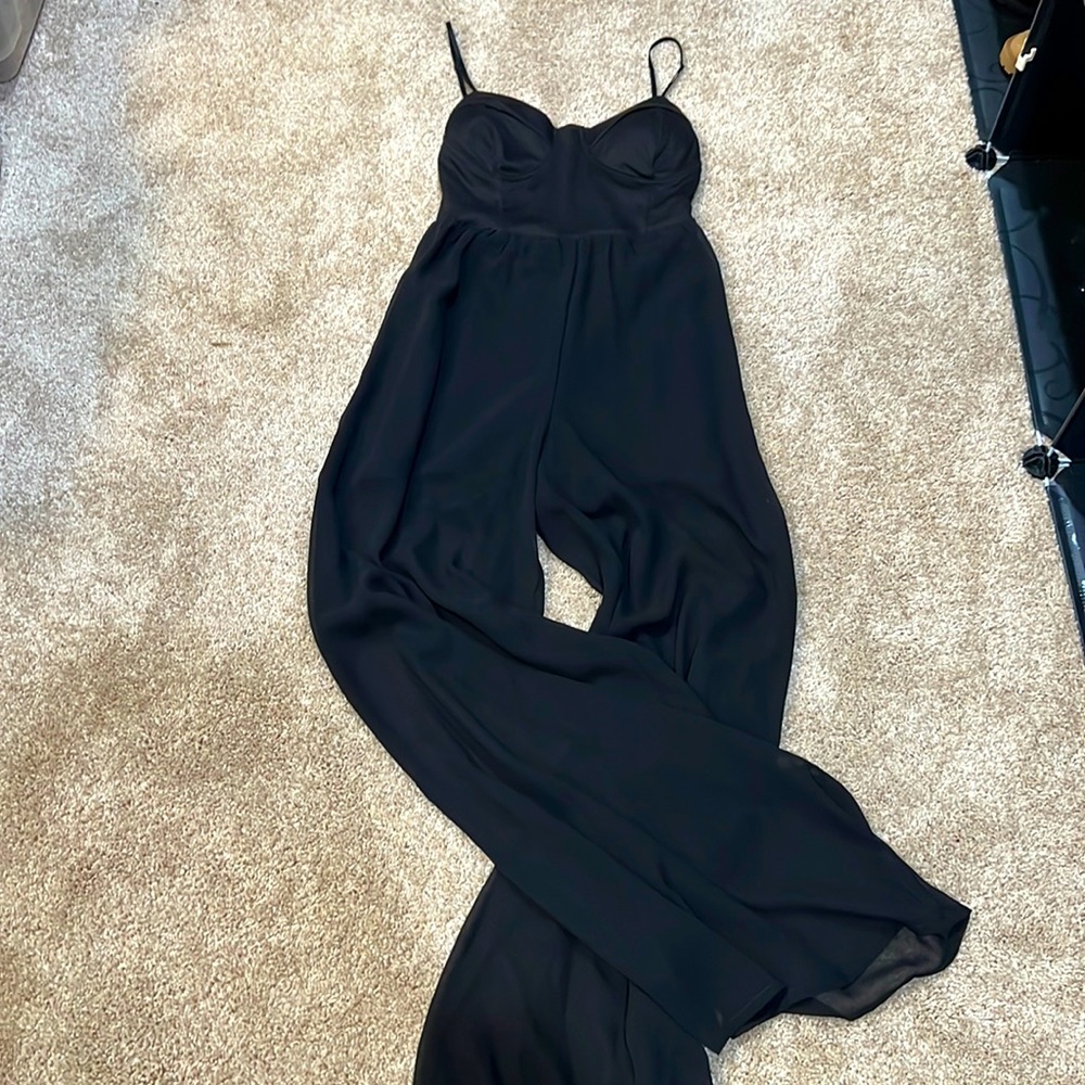 Black sheer leg jumpsuit